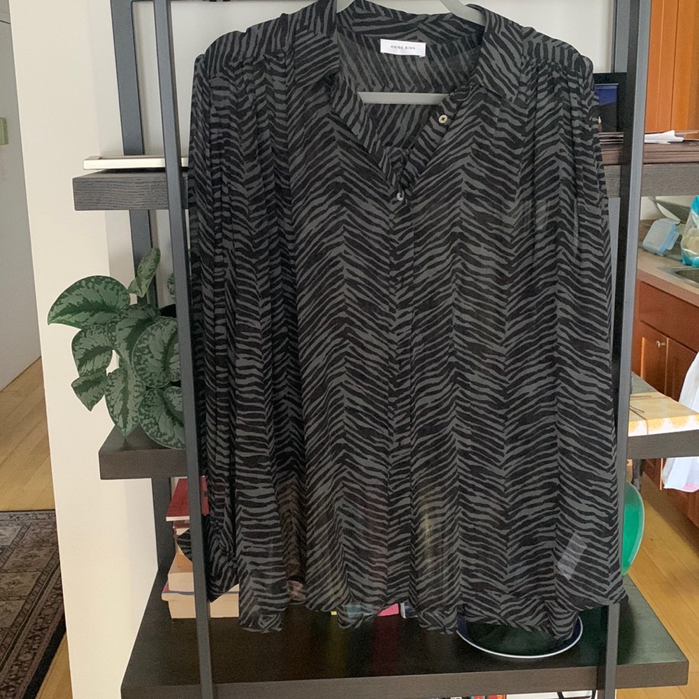 Anine Bing Silk Printed Button down blouse